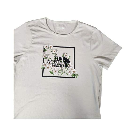 The North Face Womens XL Floral Botanical Logo Graphic T-Shirt Grey Sustainable - Picture 3 of 9